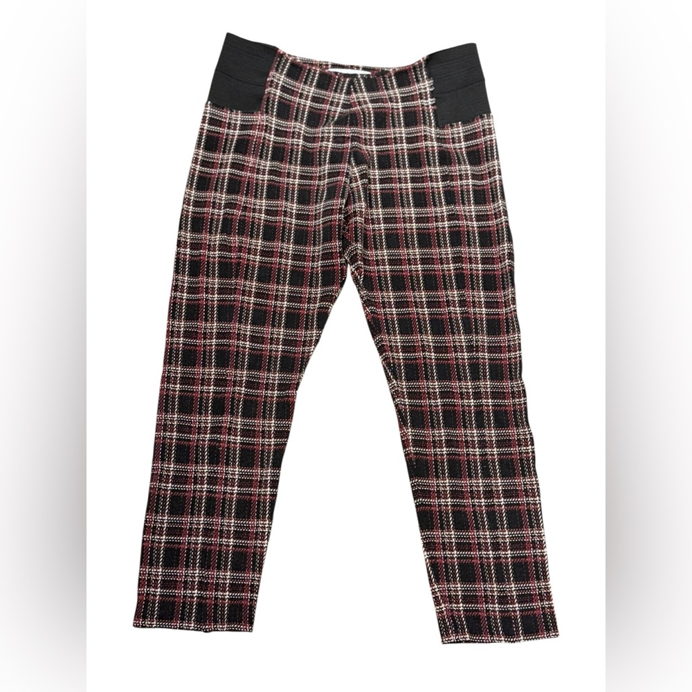 STACY CHANG Plaid Pull-On Ankle Leggings Pants Size Medium